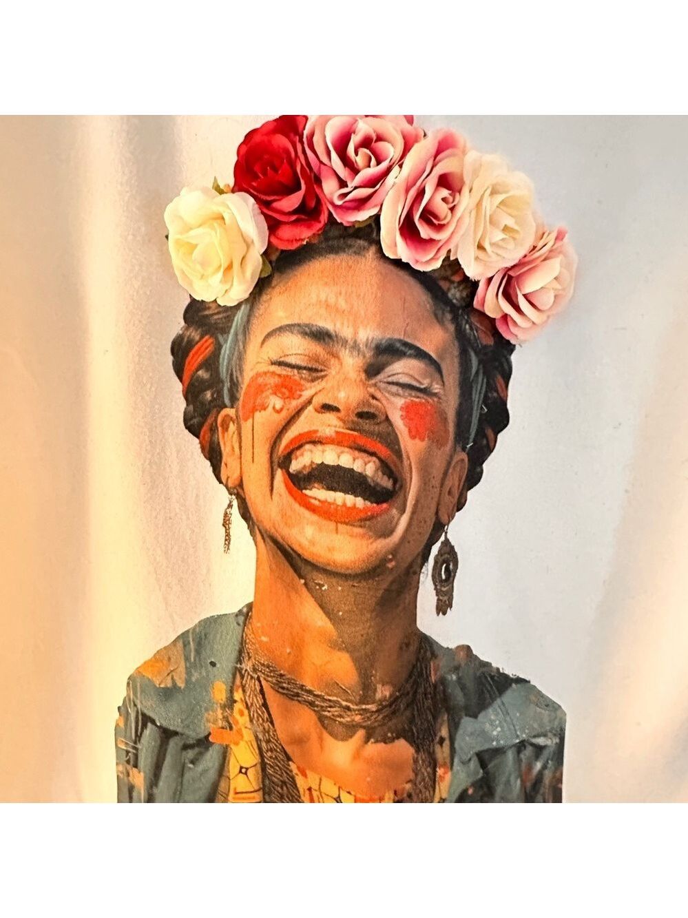 Frida Kahlo tshirt with 3D Floral Accents - Picture 3 of 4